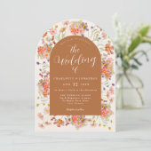 Terracotta Floral Wedding Einladung (Stehend Vorderseite)