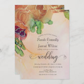 Terracotta Floral Wedding Einladung (Vorne/Hinten)