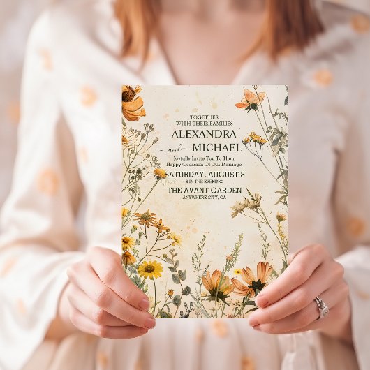 Terracotta Floral Wedding Einladung