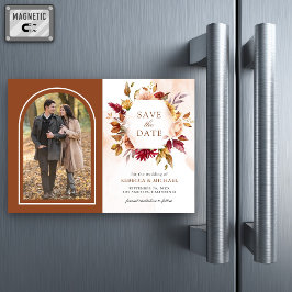 Terracotta Floral Wedding Foto Save the Date Magneteinladung