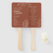 Terracotta Floral Wedding Hand Fan Programm Fächer (Vorne und Hinten)