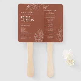 Terracotta Floral Wedding Hand Fan Programm Fächer