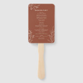 Terracotta Floral Wedding Hand Fan Programm Fächer (Rückseite)