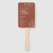 Terracotta Floral Wedding Hand Fan Programm Fächer (Vorderseite)