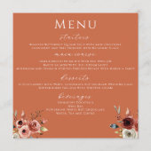 Terracotta Floral Wedding Menu Menükarte (Vorderseite)