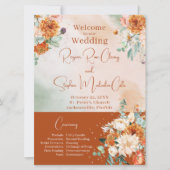 Terracotta Floral Wedding Program Einladung (Vorderseite)