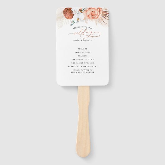 Terracotta Floral Wedding Program Fächer (Vorderseite)