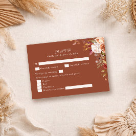 Terracotta Floral Wedding RSVP Card Fall Boho Karte