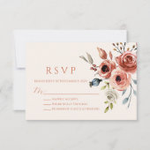 Terracotta Floral Wedding RSVP Card Karte (Vorderseite)