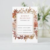 Terracotta Floral Wedding RSVP Karte (Stehend Vorderseite)