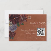 Terracotta Floral Wedding RSVP QR Code (Vorderseite)