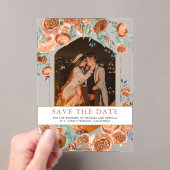 Terracotta Floral Wedding Save the Date Acryleinladungen (Insitu (Handheld))
