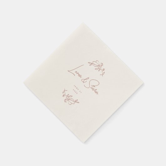 Terracotta Floral Wedding Serviette (Ecke)