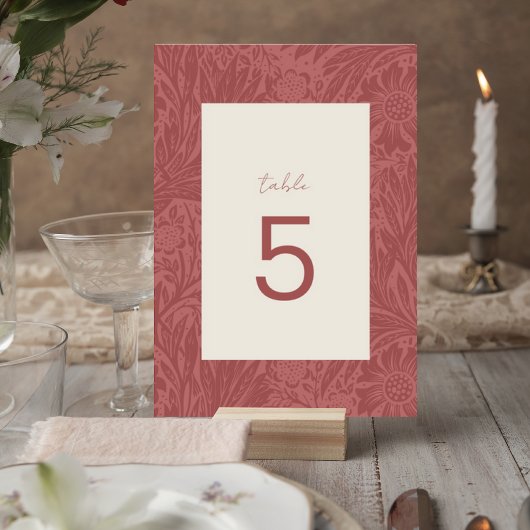 Terracotta Floral Wedding Table Number Card Tischnummer