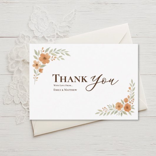 Terracotta Floral Wedding Thank You Card