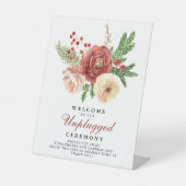 Terracotta Floral Wedding Unplugged Zeremonie Sockelschild (Vorderseite)