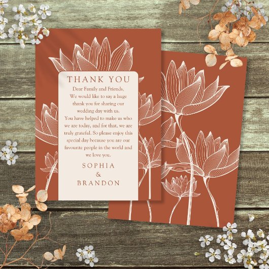 Terracotta Floral Wedding Vielen Dank Platzkarte