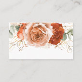 Terracotta Floral Wedding Website Card Visitenkarte (Rückseite)