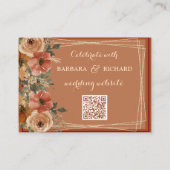 Terracotta Floral Wedding Website Details QR Begleitkarte (Rückseite)