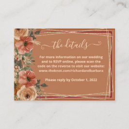 Terracotta Floral Wedding Website Details QR Begleitkarte