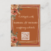 Terracotta Floral Wedding Website Details QR Begleitkarte (Rückseite)