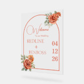 Terracotta Floral Wedding Welcome Acrylschild (Winkel)