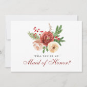 Terracotta floral werden Sie meine Trauzeugin sein Einladung (Vorderseite)