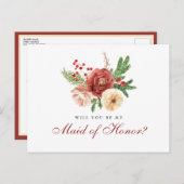 Terracotta floral werden Sie meine Trauzeugin sein Einladungspostkarte (Vorne/Hinten)