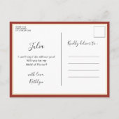 Terracotta floral werden Sie meine Trauzeugin sein Einladungspostkarte (Rückseite)