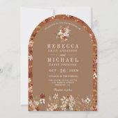 Terracotta Floral Wildblume Beige Bogen Einladung (Vorderseite)