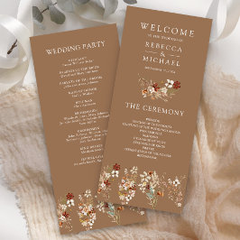 Terracotta Floral Wildblume Beige Hochzeitsprogram