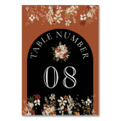 Terracotta Floral Wildblume Black Wedge Tischnummer (Rückseite)