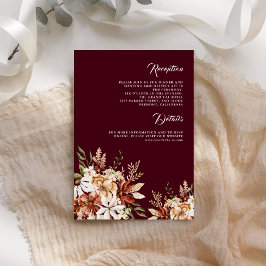 Terracotta Floral Wildblume Burgundy Wedding Begleitkarte