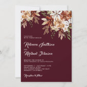 Terracotta Floral Wildblume Burgundy Wedding Einladung (Vorderseite)