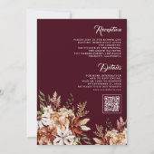 Terracotta Floral Wildblume Burgundy Wedding Einladung (Rückseite)