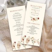 Terracotta Floral Wildblume Creme Wedding Programm