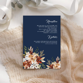 Terracotta Floral Wildblume Navy Blue Wedding Begleitkarte