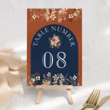 Terracotta Floral Wildblume Navy Blue Wedding