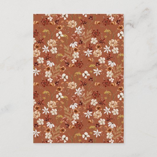 Terracotta Floral Wildblume Sage Green Wedding Begleitkarte (Rückseite)