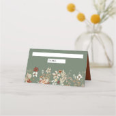 Terracotta Floral Wildblume Sage Green Wedding Platzkarte (Vorderseite)