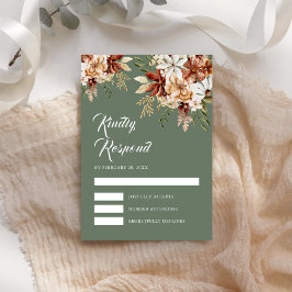 Terracotta Floral Wildblume Sage Green Wedding RSVP Karte