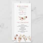 Terracotta Floral Wildblume White Wedding Programm (Vorderseite)