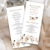 Terracotta Floral Wildblume White Wedding Programm