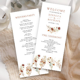 Terracotta Floral Wildblume White Wedding Programm