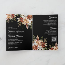 Terracotta Floral Wildflower Black Wedding Einladung