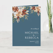 Terracotta Floral Wildflower Dusty Blue Wedding Einladung (Vorderseite)