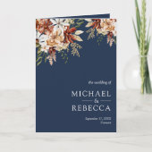 Terracotta Floral Wildflower Navy Blue Wedding Einladung (Vorderseite)