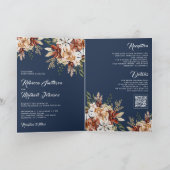 Terracotta Floral Wildflower Navy Blue Wedding Einladung (Innenseite)