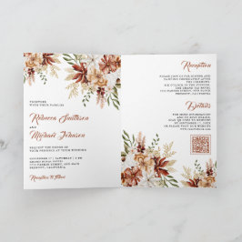 Terracotta Floral Wildflower White Wedding Einladung