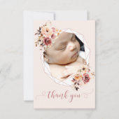 Terracotta florale Babydusche Foto Dank Karte (Vorderseite)